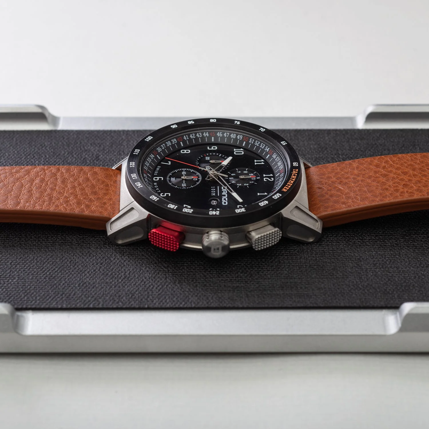 CR-01 - CHRONO WATCH WITH ITALIAN LEATHER STRAP - WHISKEY BROWN - Image 10