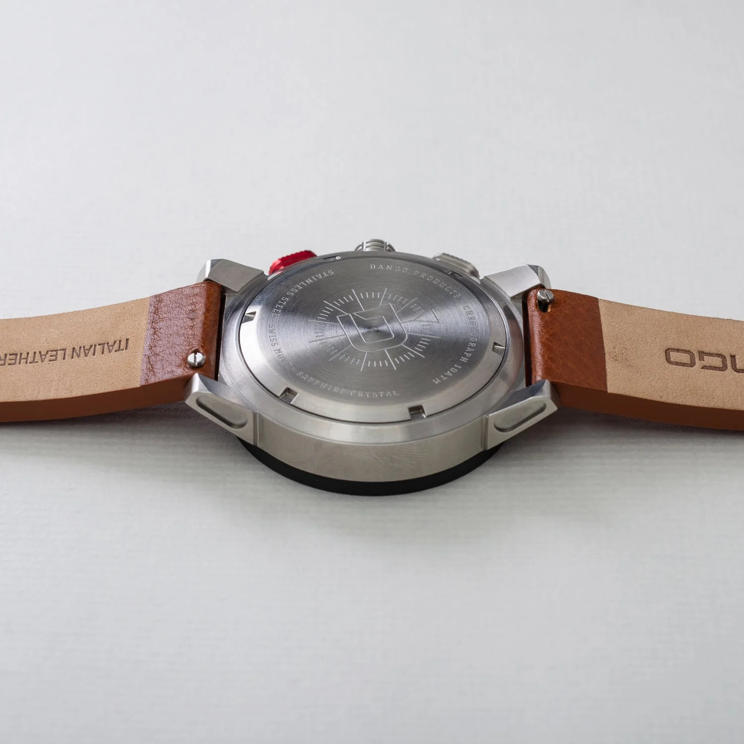 CR-01 - CHRONO WATCH WITH ITALIAN LEATHER STRAP - WHISKEY BROWN - Image 3