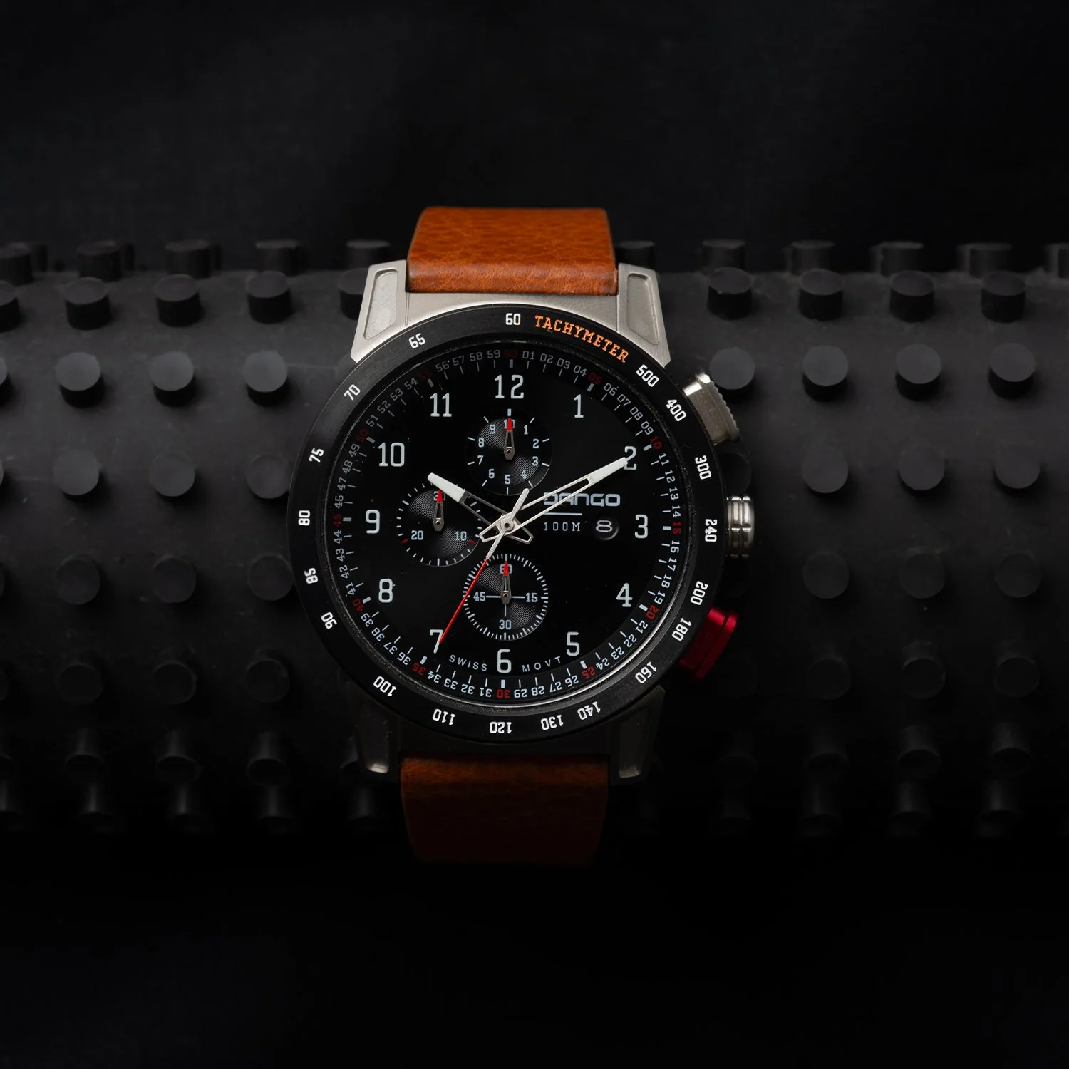 CR-01 - CHRONO WATCH WITH ITALIAN LEATHER STRAP - WHISKEY BROWN - Image 6
