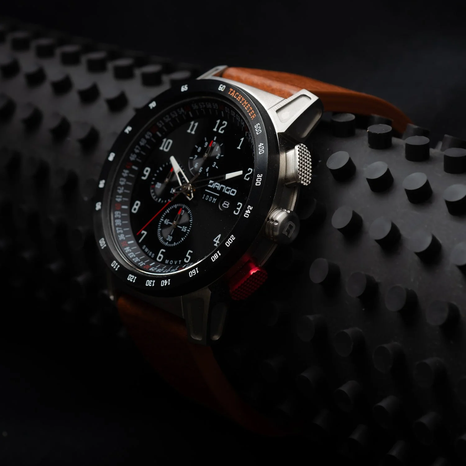 CR-01 - CHRONO WATCH WITH ITALIAN LEATHER STRAP - WHISKEY BROWN - Image 7