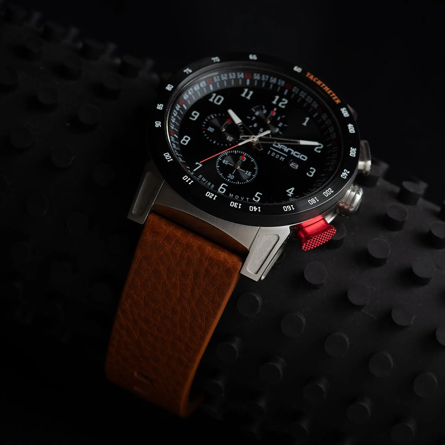 CR-01 - CHRONO WATCH WITH ITALIAN LEATHER STRAP - WHISKEY BROWN - Image 8