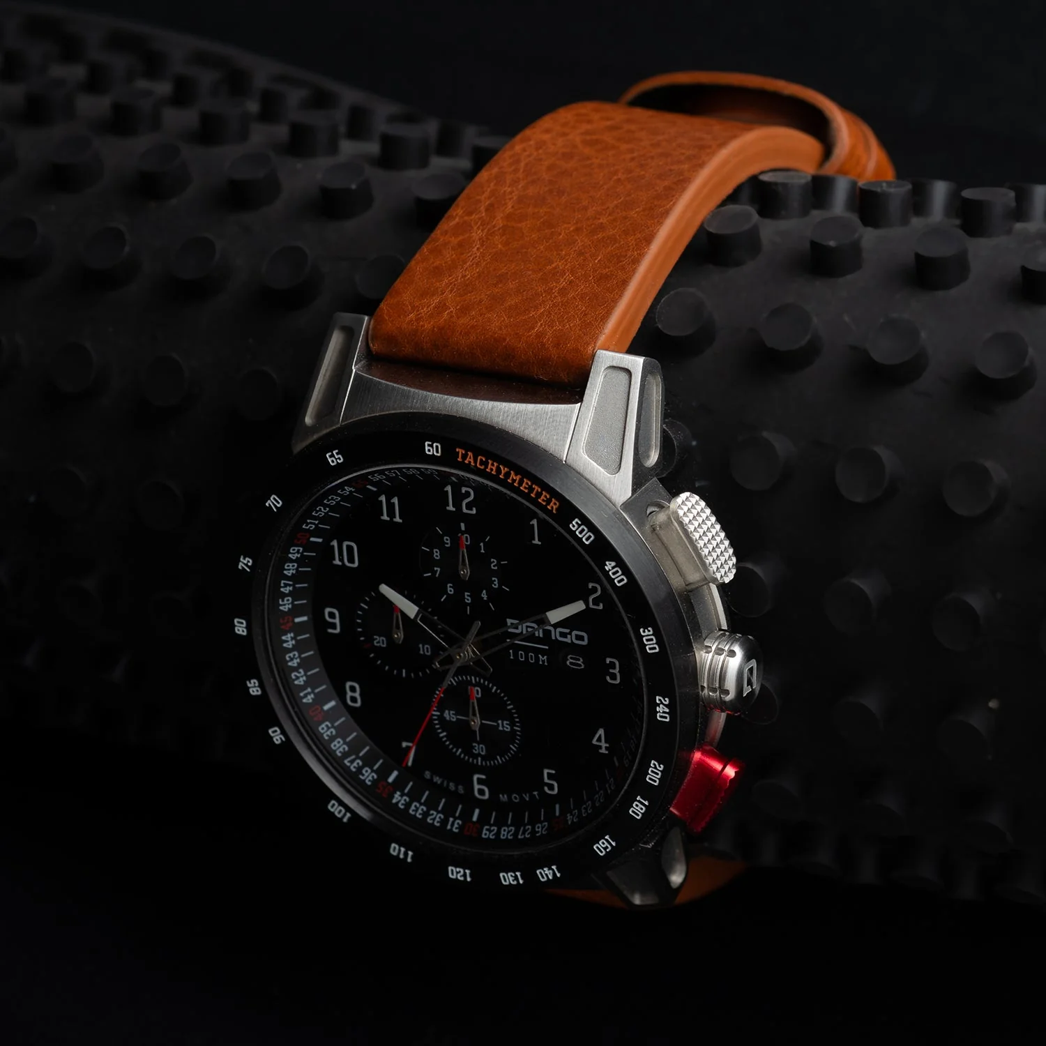 CR-01 - CHRONO WATCH WITH ITALIAN LEATHER STRAP - WHISKEY BROWN - Image 9