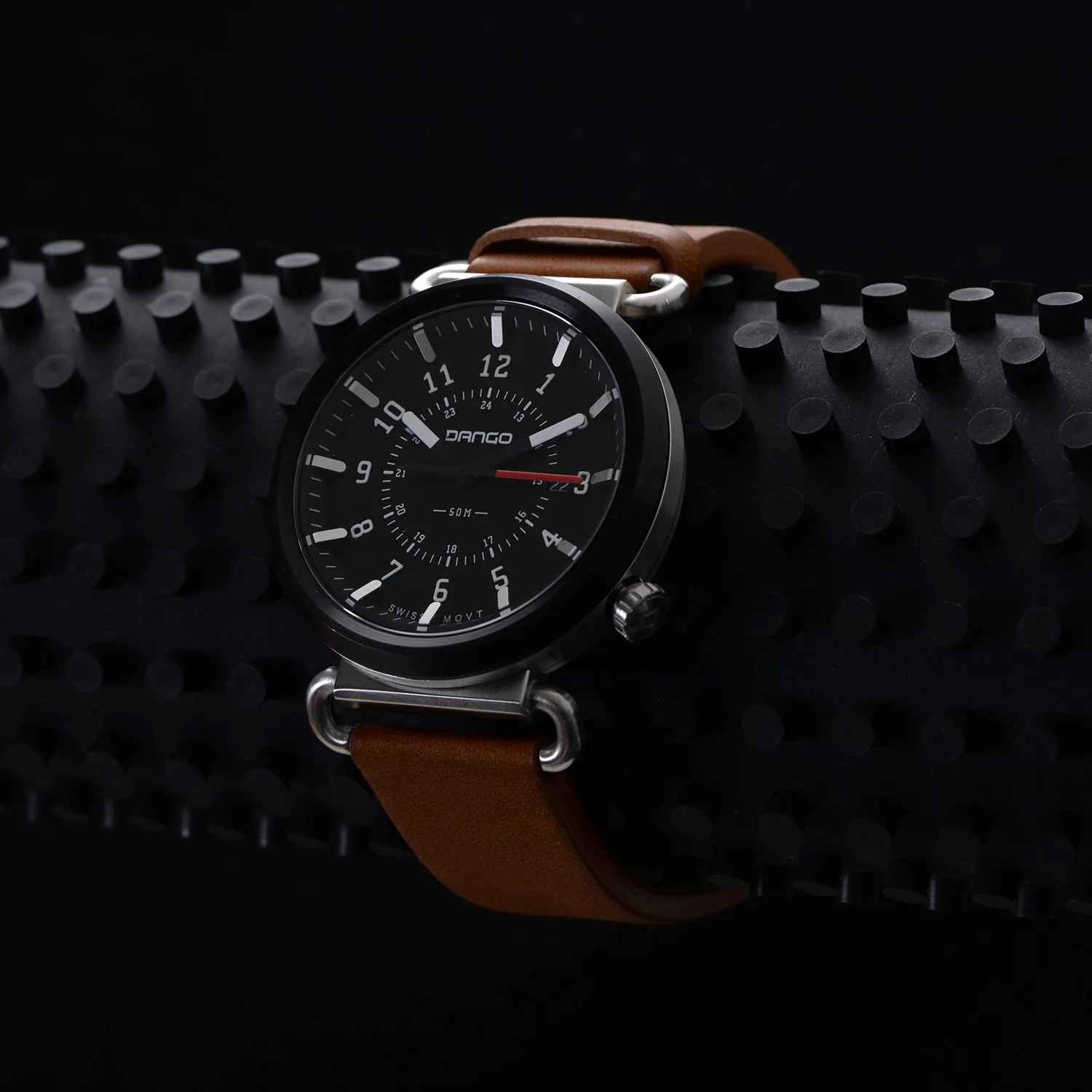 TK-01 - TREK WATCH WITH ITALIAN LEATHER STRAP - WHISKEY BROWN - Image 13