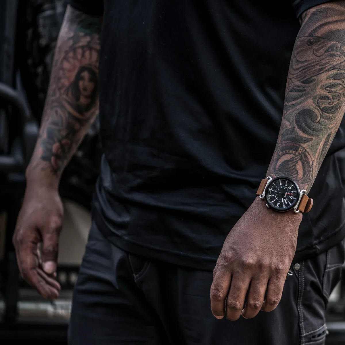 TK-01 - TREK WATCH WITH ITALIAN LEATHER STRAP - WHISKEY BROWN - Image 16