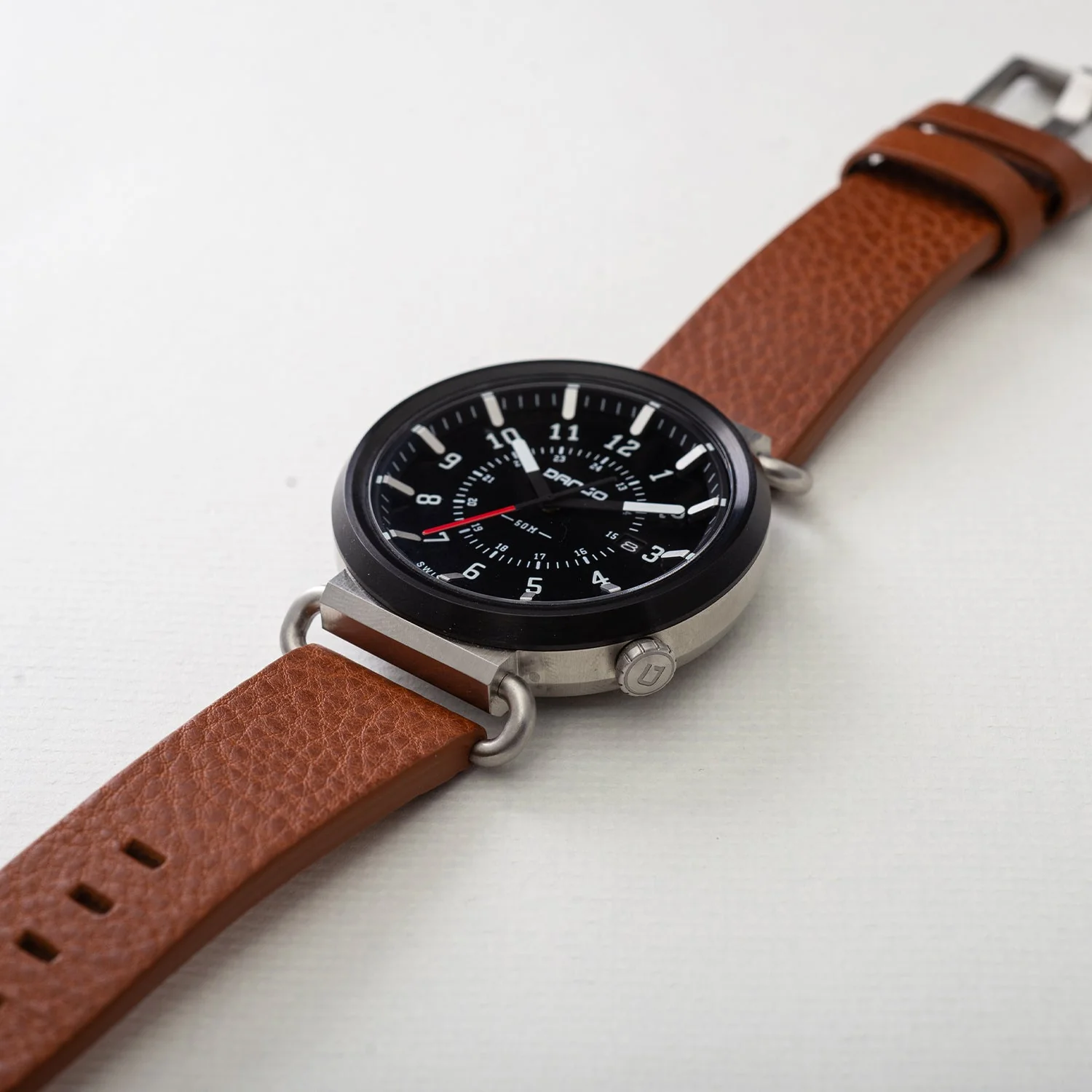 TK-01 - TREK WATCH WITH ITALIAN LEATHER STRAP - WHISKEY BROWN - Image 6