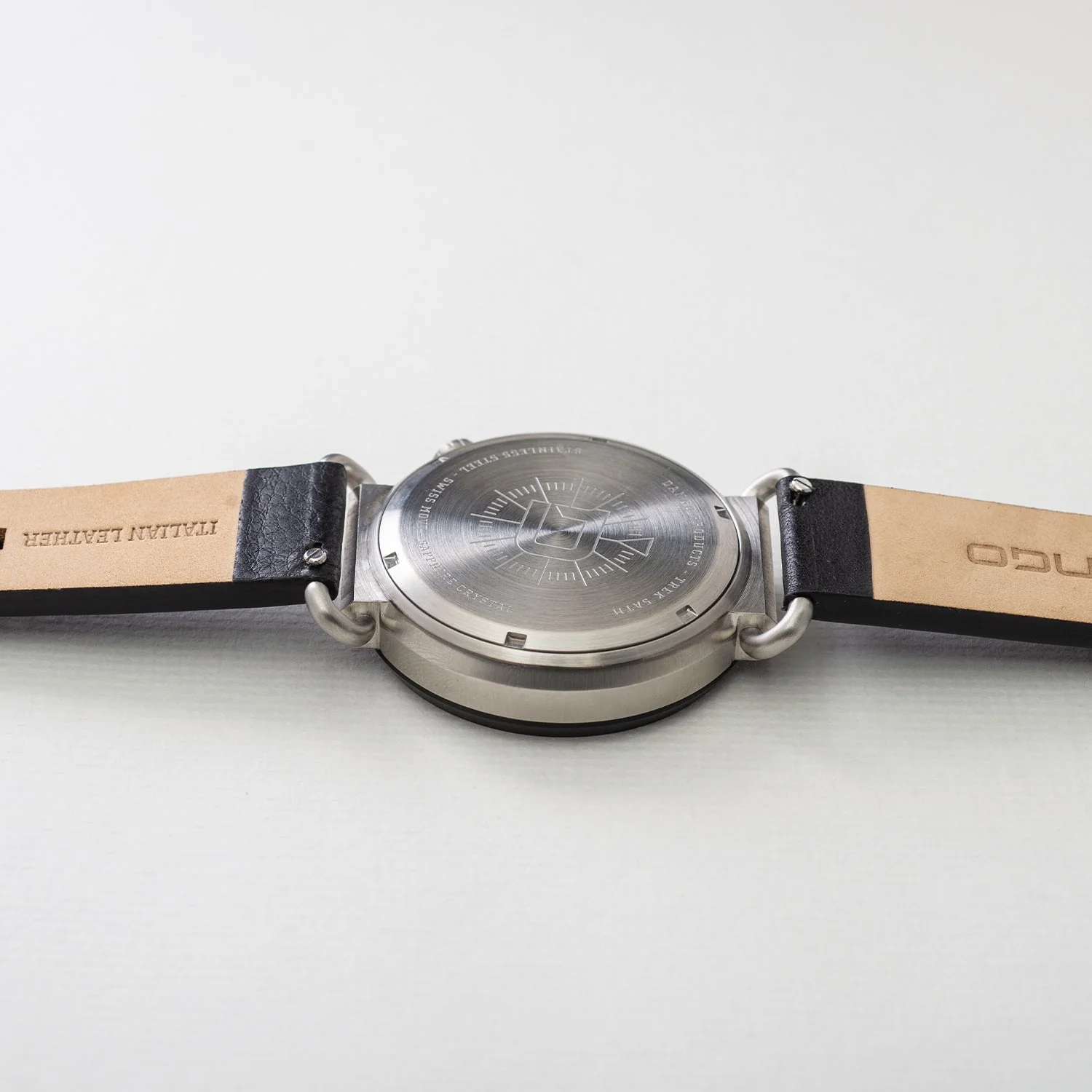 TK-01 - TREK WATCH WITH ITALIAN LEATHER STRAP - JET BLACK - Image 4