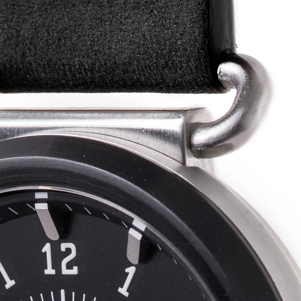 TK-01 - TREK WATCH WITH ITALIAN LEATHER STRAP - JET BLACK - Image 6